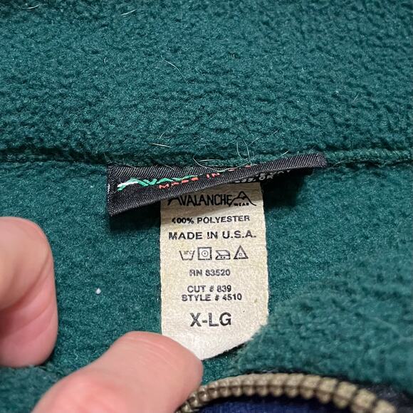 Vintage Avalanche Green w/ Navy Accent Fleece Pullover Jacket XL - Picture 3 of 6